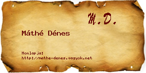 Máthé Dénes névjegykártya